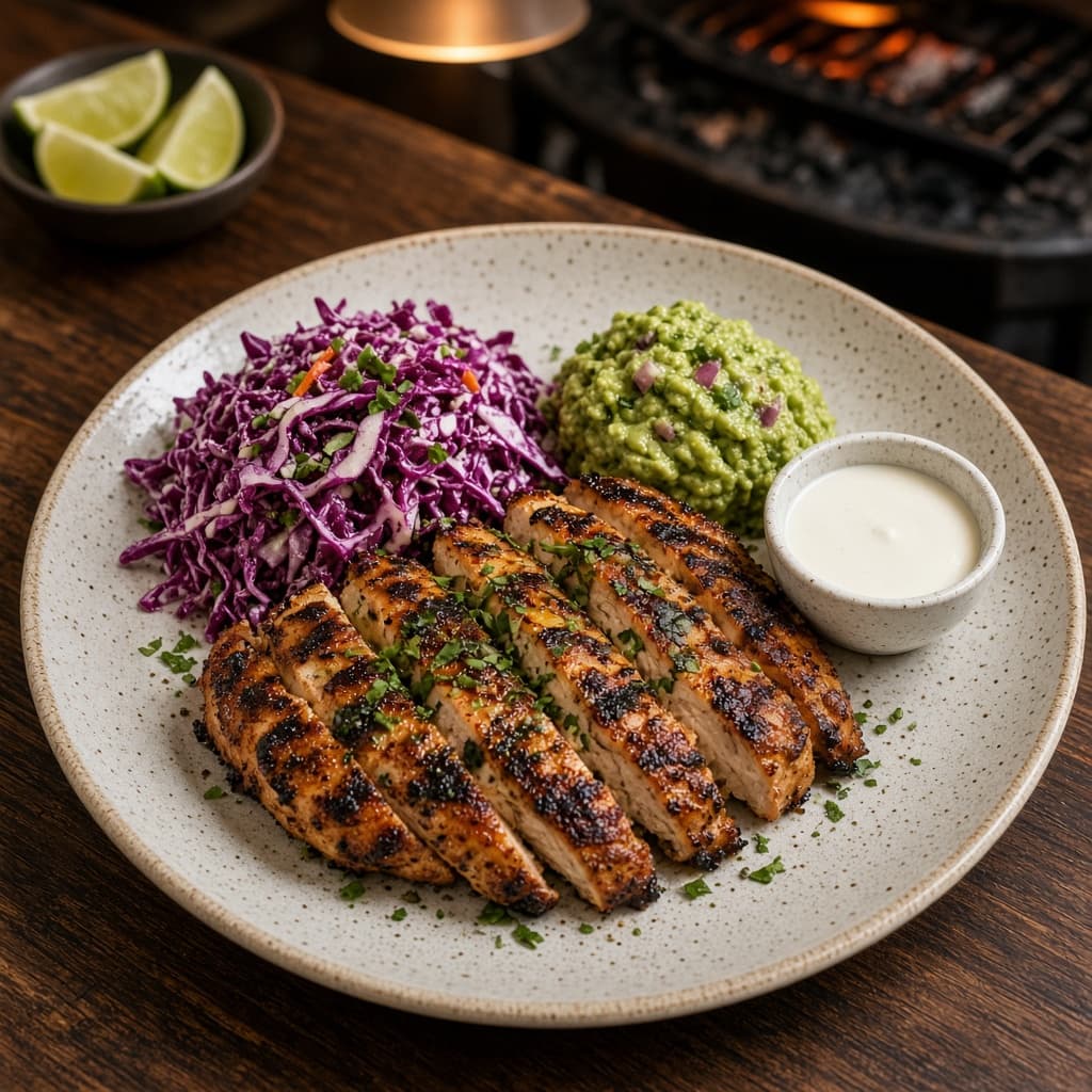 Charred chicken plate